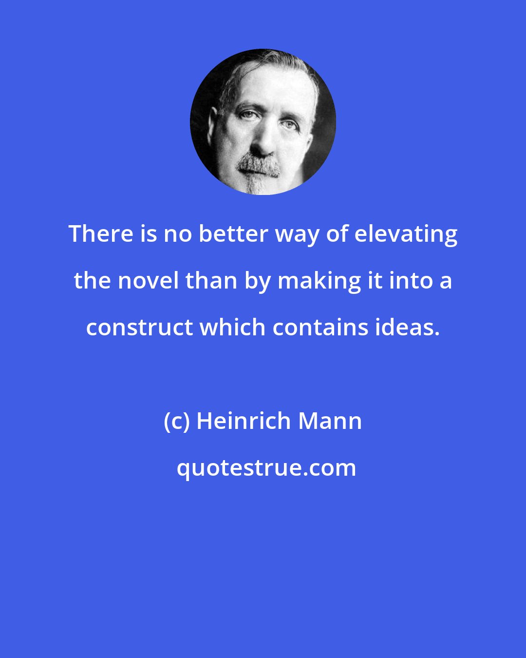 Heinrich Mann: There is no better way of elevating the novel than by making it into a construct which contains ideas.