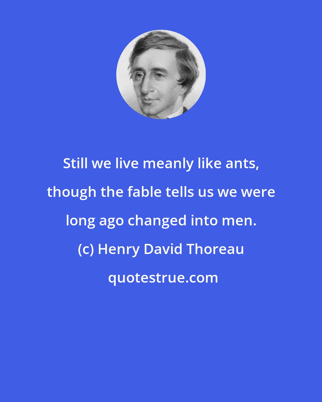 Henry David Thoreau: Still we live meanly like ants, though the fable tells us we were long ago changed into men.