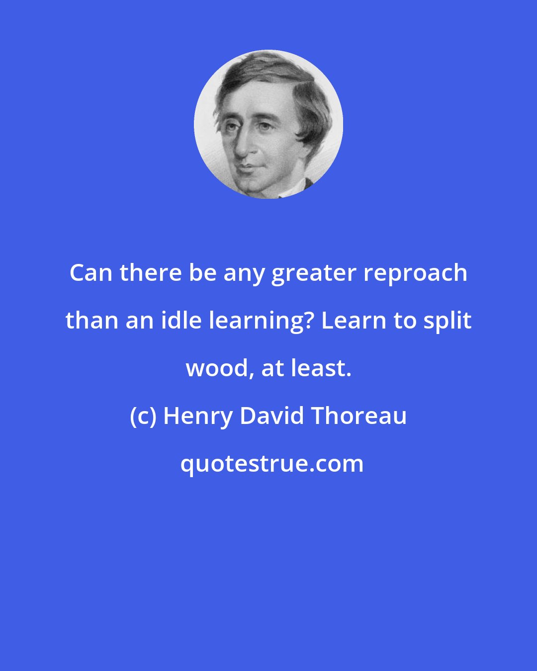Henry David Thoreau: Can there be any greater reproach than an idle learning? Learn to split wood, at least.