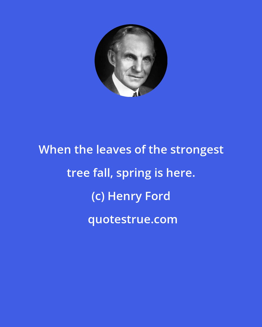 Henry Ford: When the leaves of the strongest tree fall, spring is here.