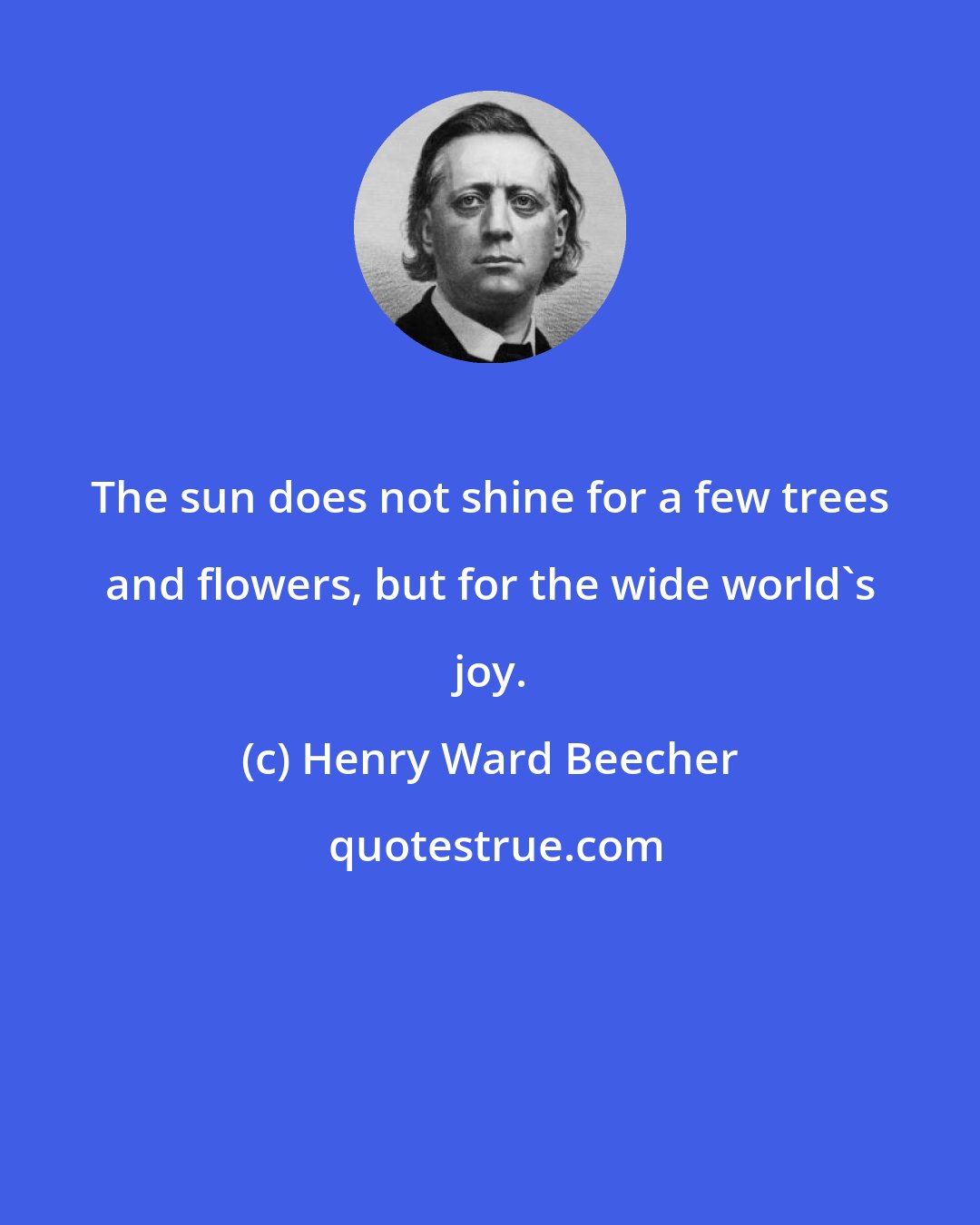 Henry Ward Beecher: The sun does not shine for a few trees and flowers, but for the wide world's joy.