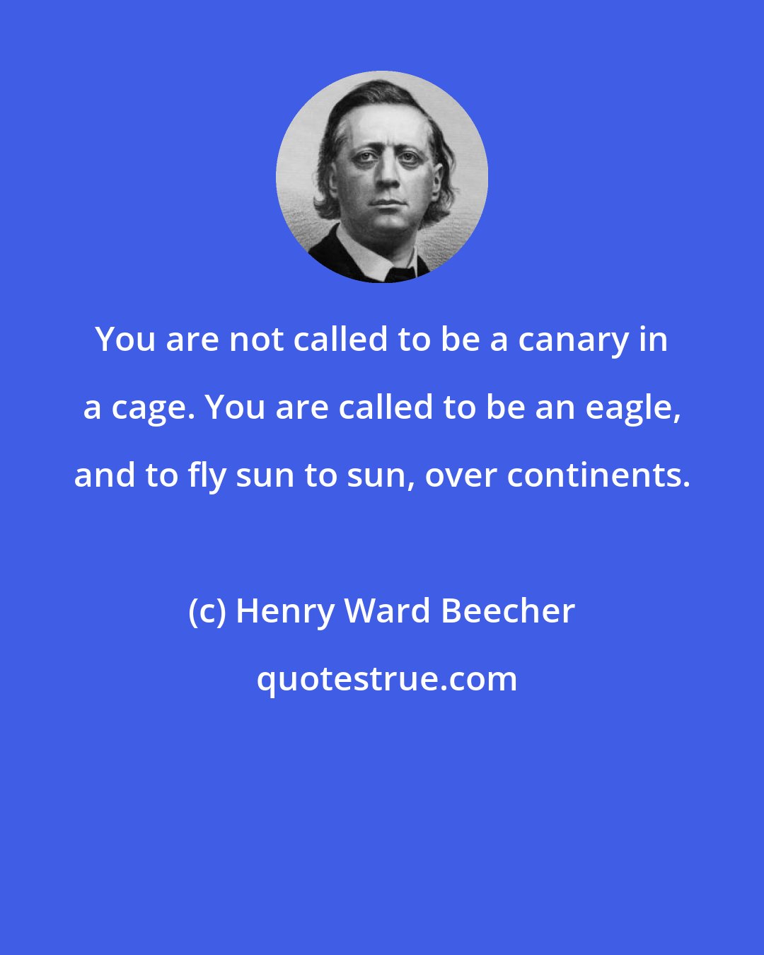 Henry Ward Beecher: You are not called to be a canary in a cage. You are called to be an eagle, and to fly sun to sun, over continents.