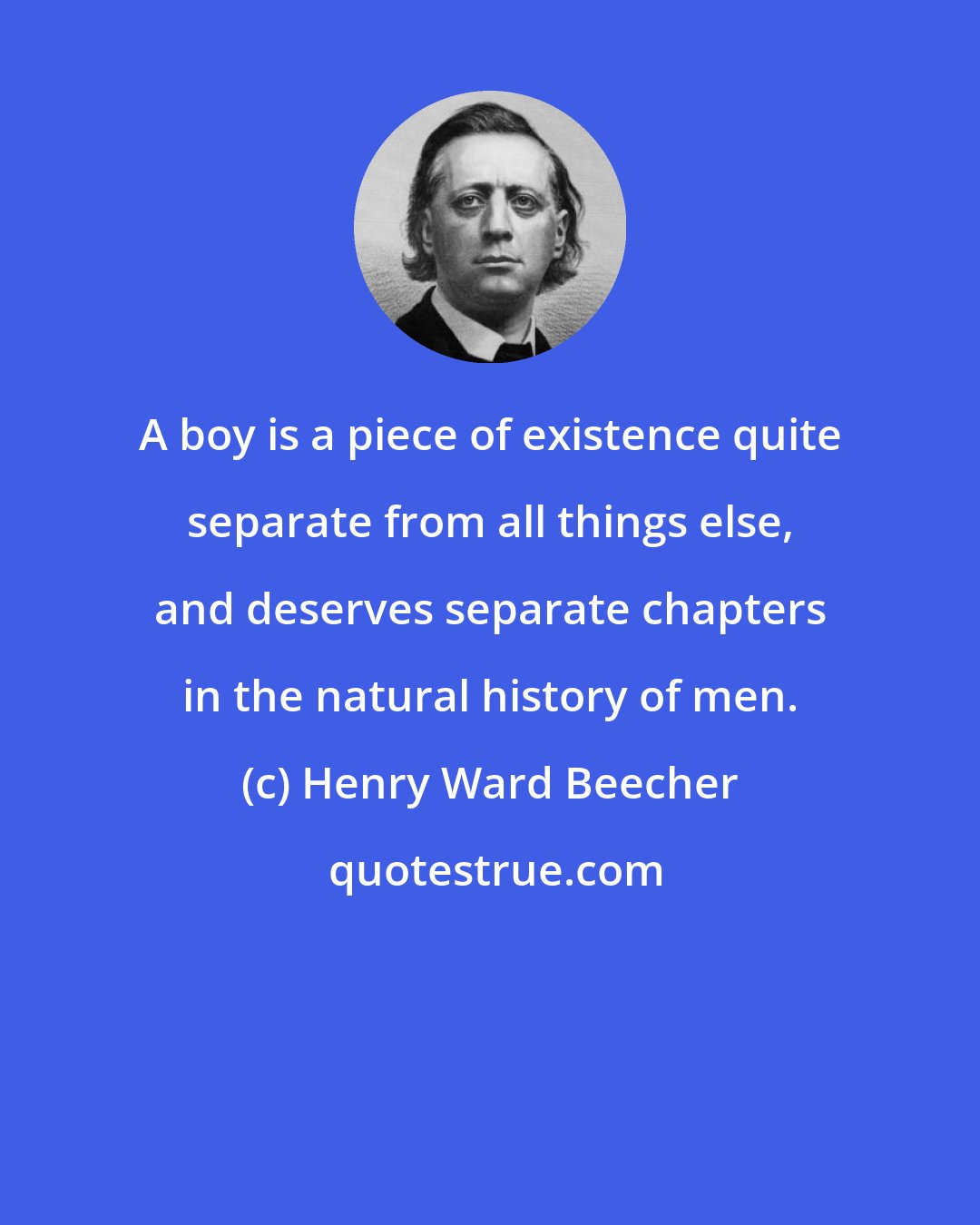 Henry Ward Beecher: A boy is a piece of existence quite separate from all things else, and deserves separate chapters in the natural history of men.