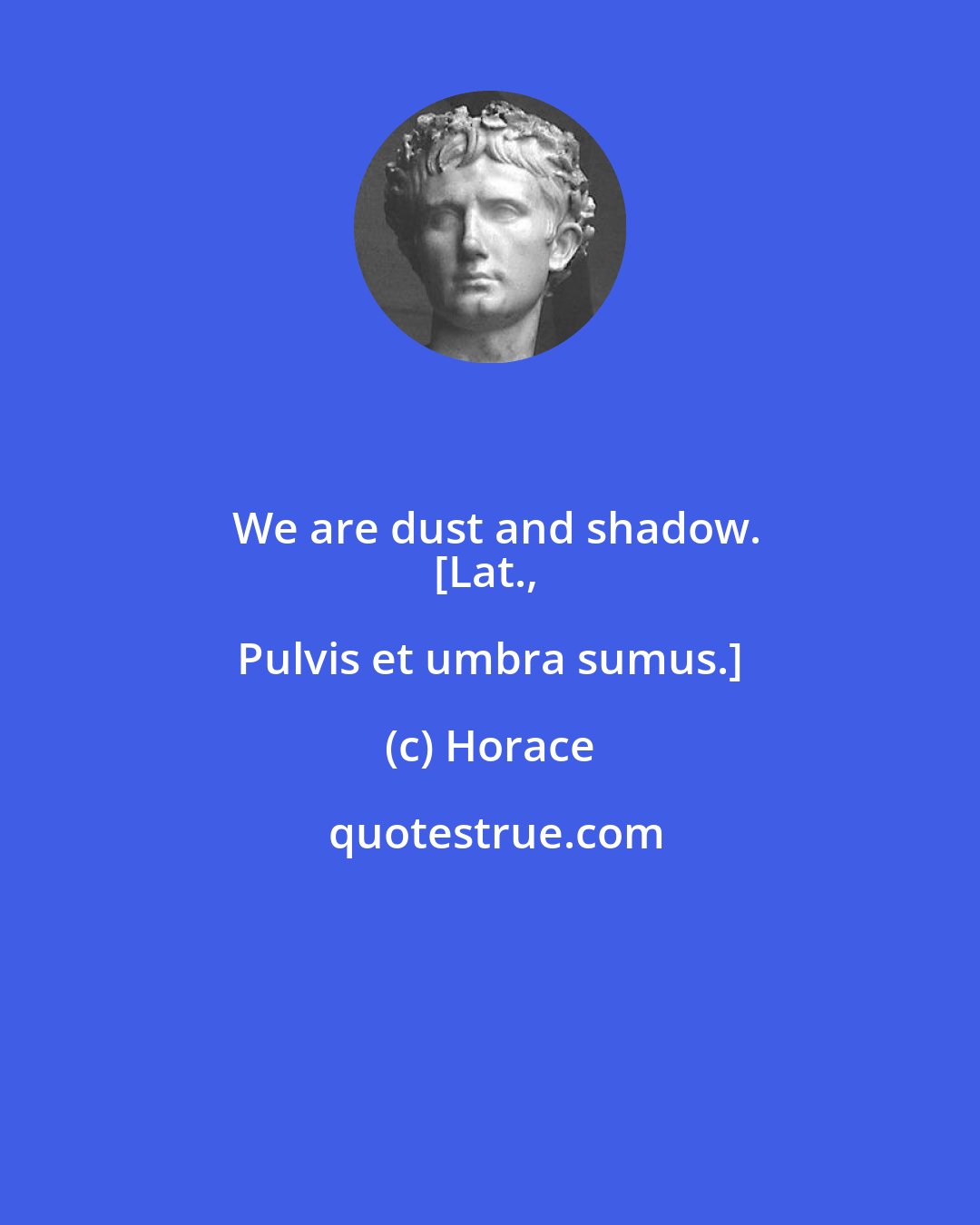 Horace: We are dust and shadow.
[Lat., Pulvis et umbra sumus.]