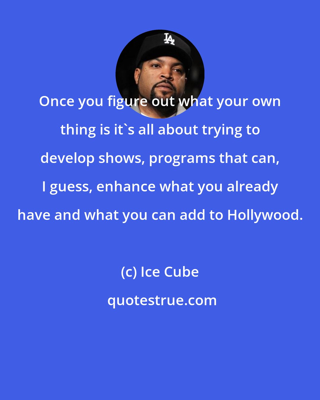 Ice Cube: Once you figure out what your own thing is it's all about trying to develop shows, programs that can, I guess, enhance what you already have and what you can add to Hollywood.