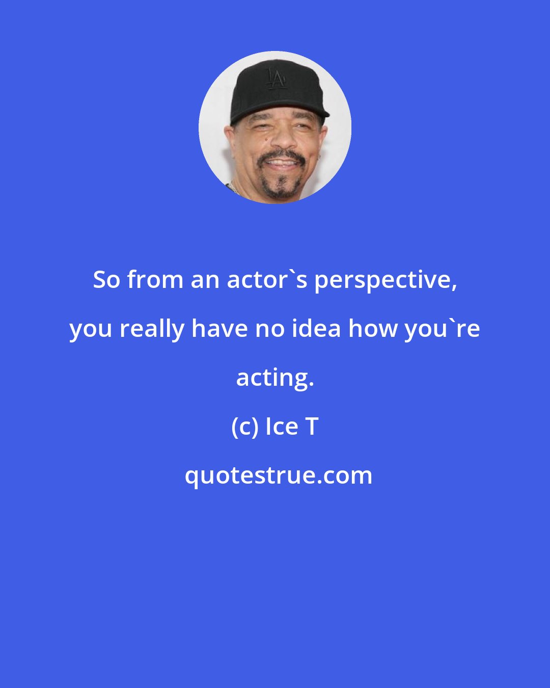 Ice T: So from an actor's perspective, you really have no idea how you're acting.