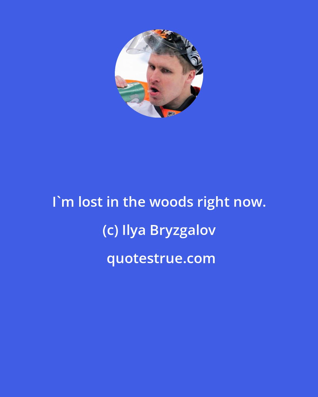 Ilya Bryzgalov: I'm lost in the woods right now.