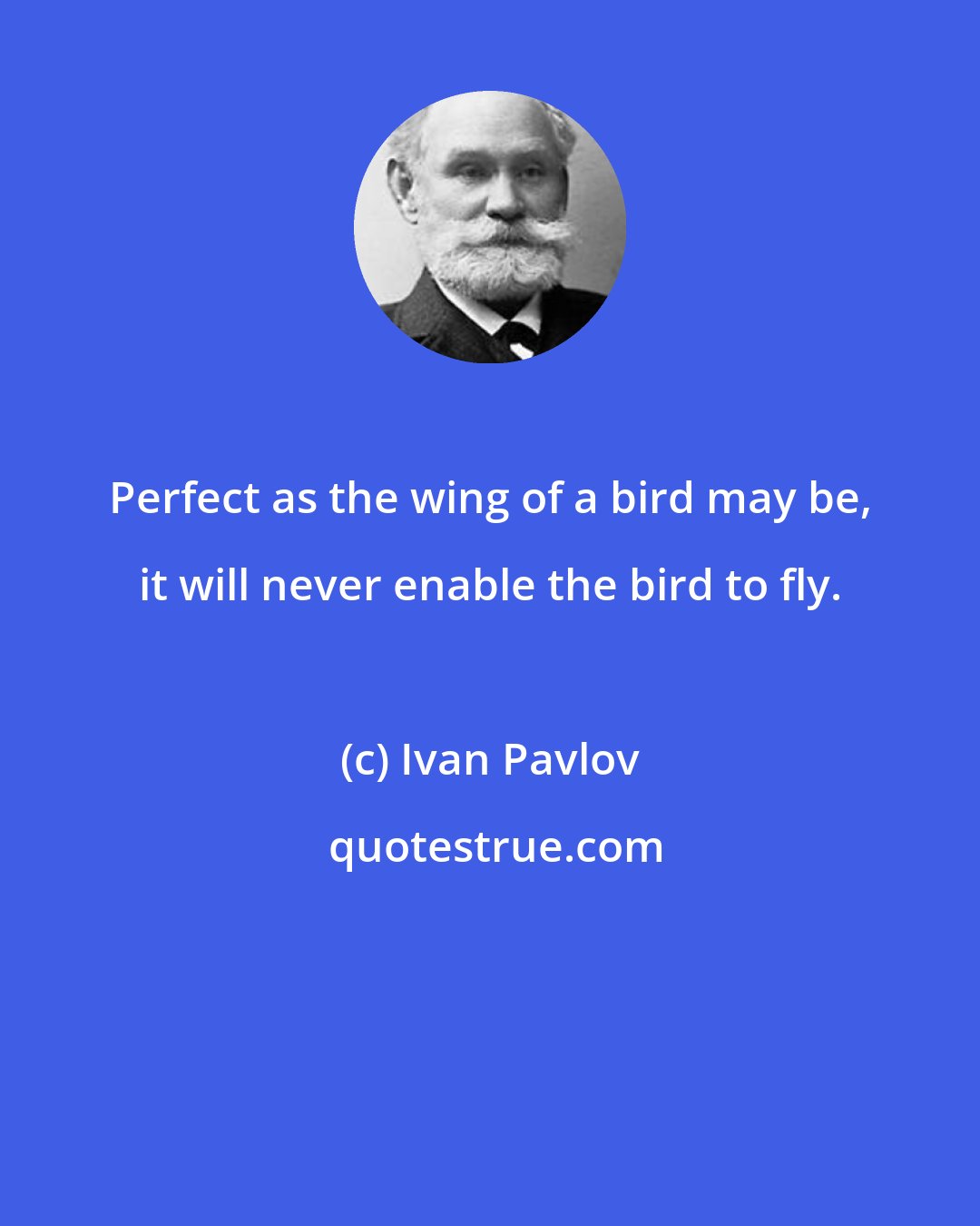 Ivan Pavlov: Perfect as the wing of a bird may be, it will never enable the bird to fly.
