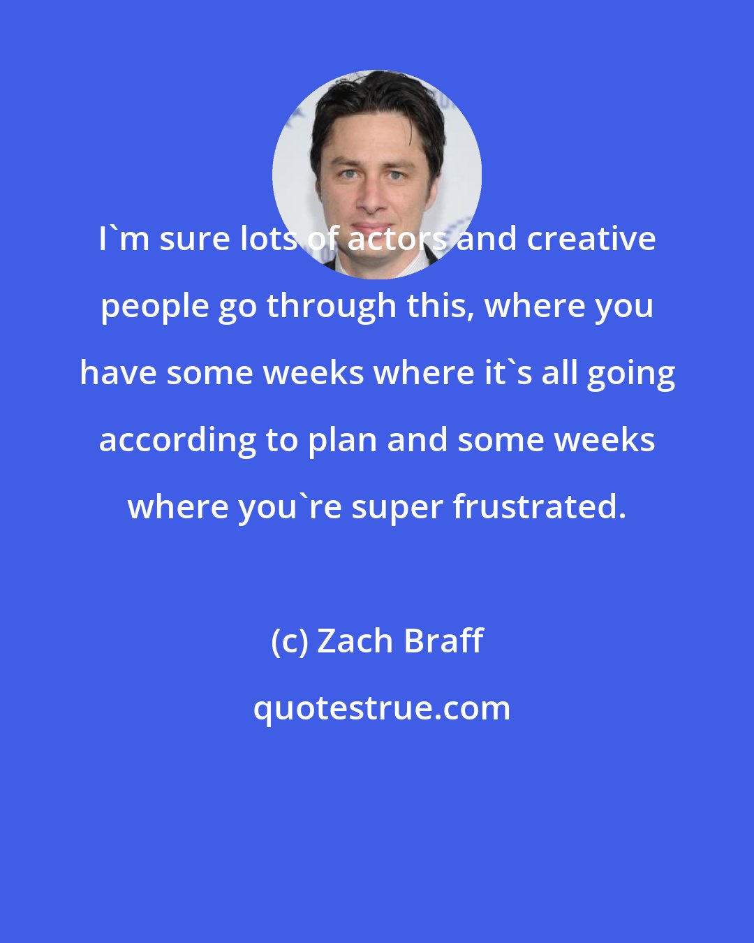 Zach Braff: I'm sure lots of actors and creative people go through this, where you have some weeks where it's all going according to plan and some weeks where you're super frustrated.