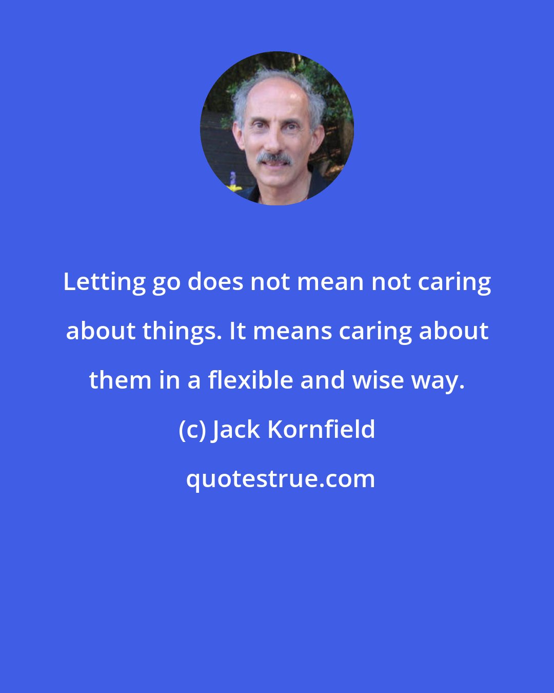 Jack Kornfield: Letting go does not mean not caring about things. It means caring about them in a flexible and wise way.