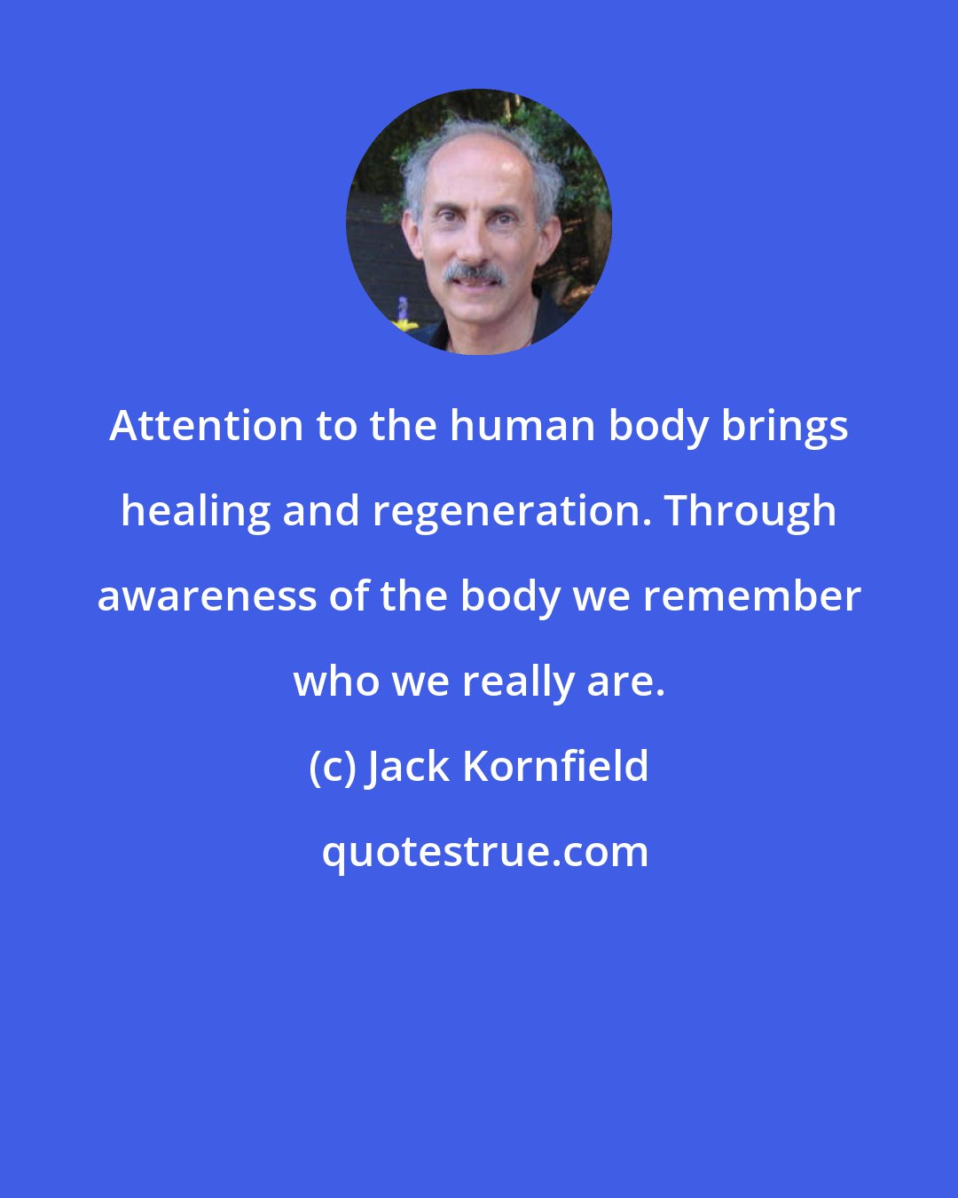 Jack Kornfield: Attention to the human body brings healing and regeneration. Through awareness of the body we remember who we really are.