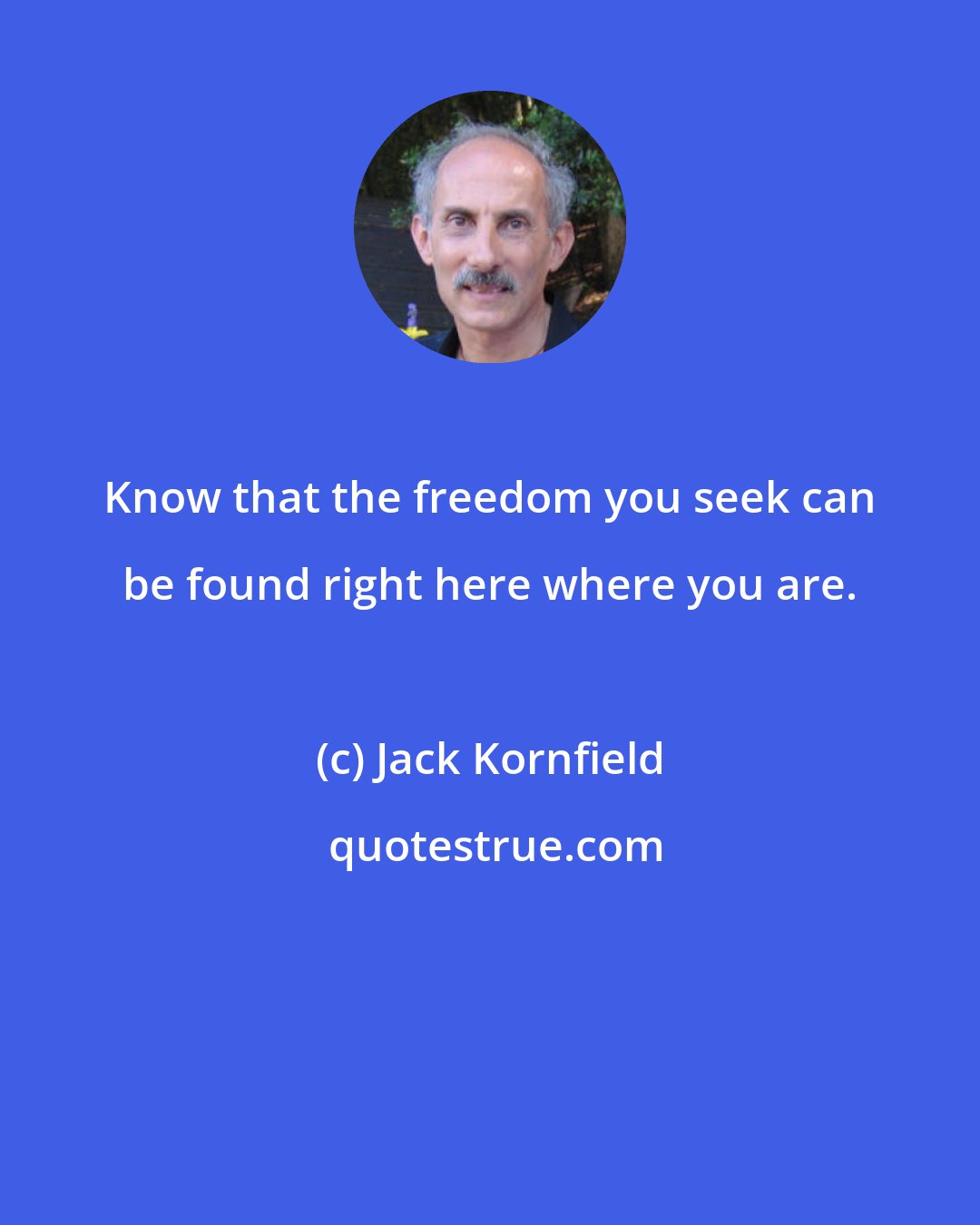 Jack Kornfield: Know that the freedom you seek can be found right here where you are.