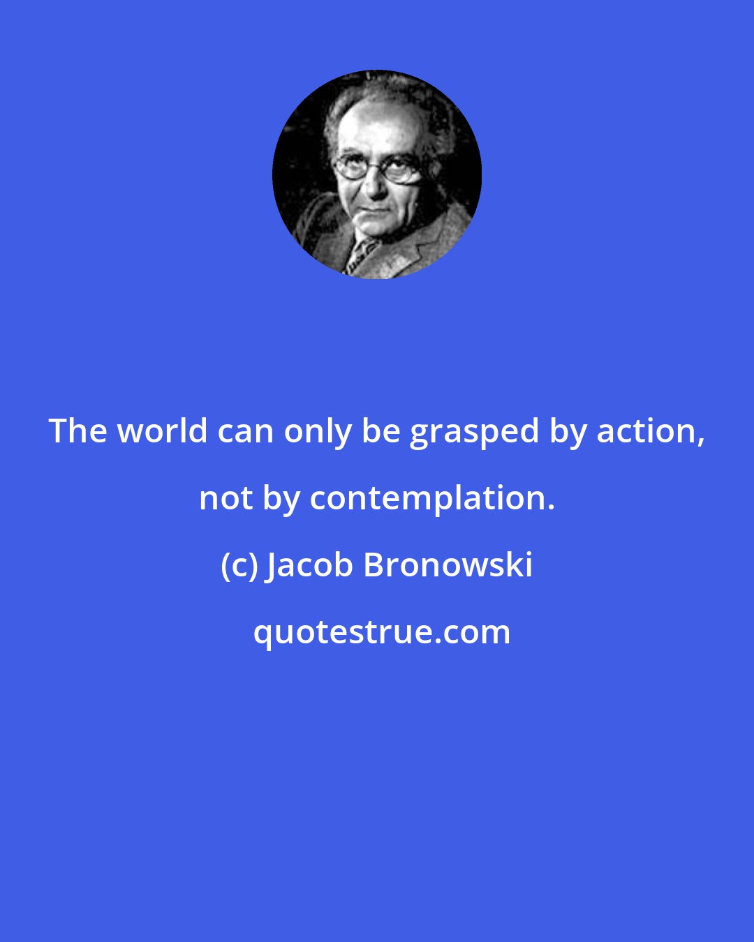 Jacob Bronowski: The world can only be grasped by action, not by contemplation.