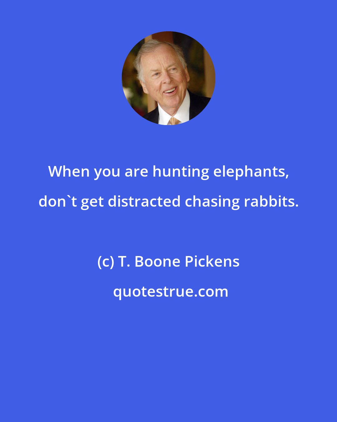 T. Boone Pickens: When you are hunting elephants, don't get distracted chasing rabbits.