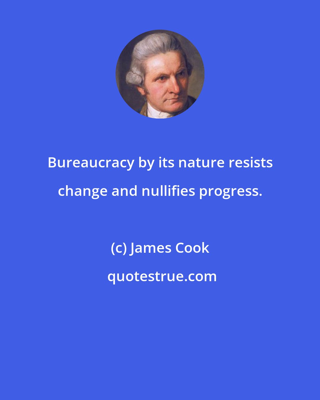 James Cook: Bureaucracy by its nature resists change and nullifies progress.