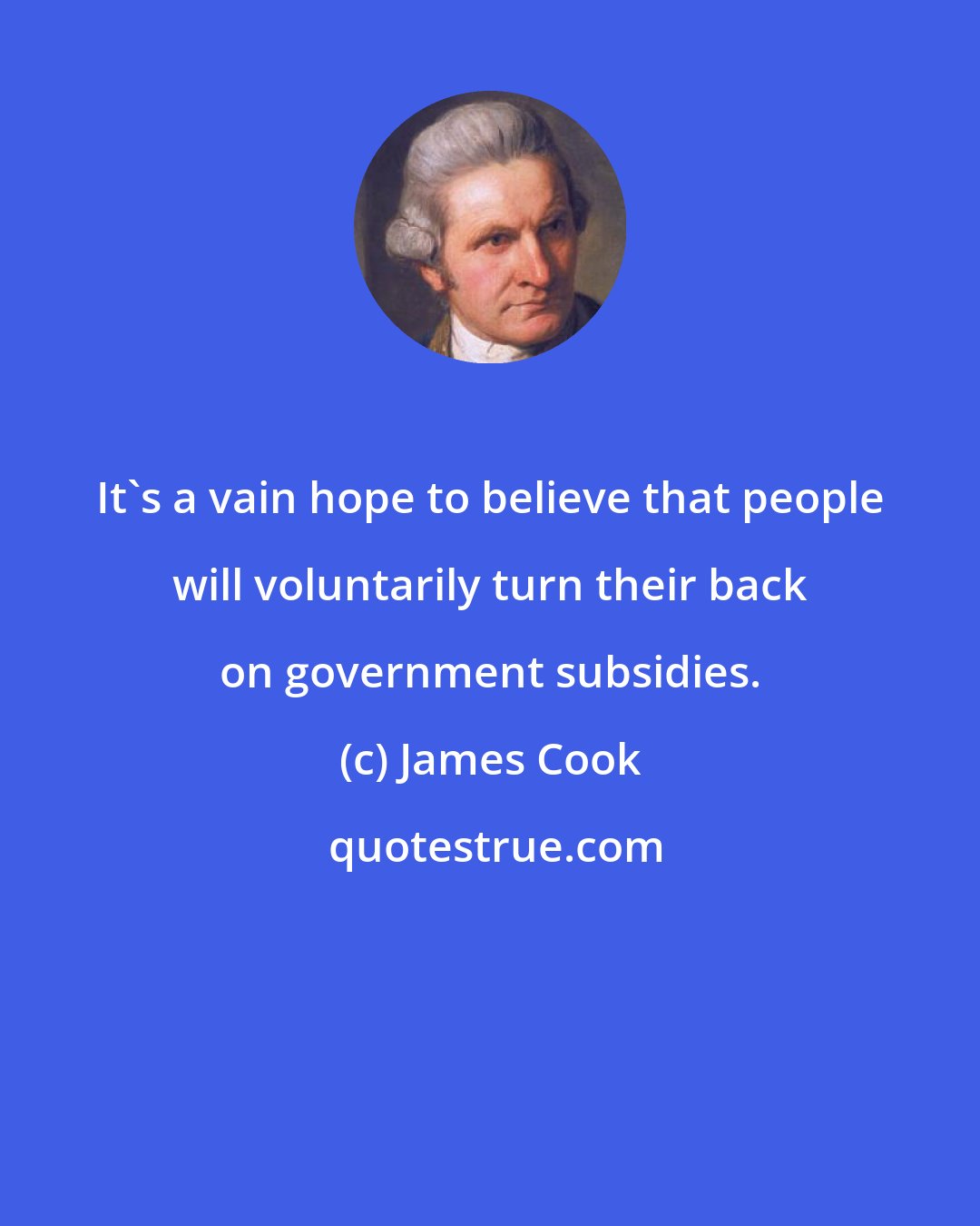 James Cook: It's a vain hope to believe that people will voluntarily turn their back on government subsidies.