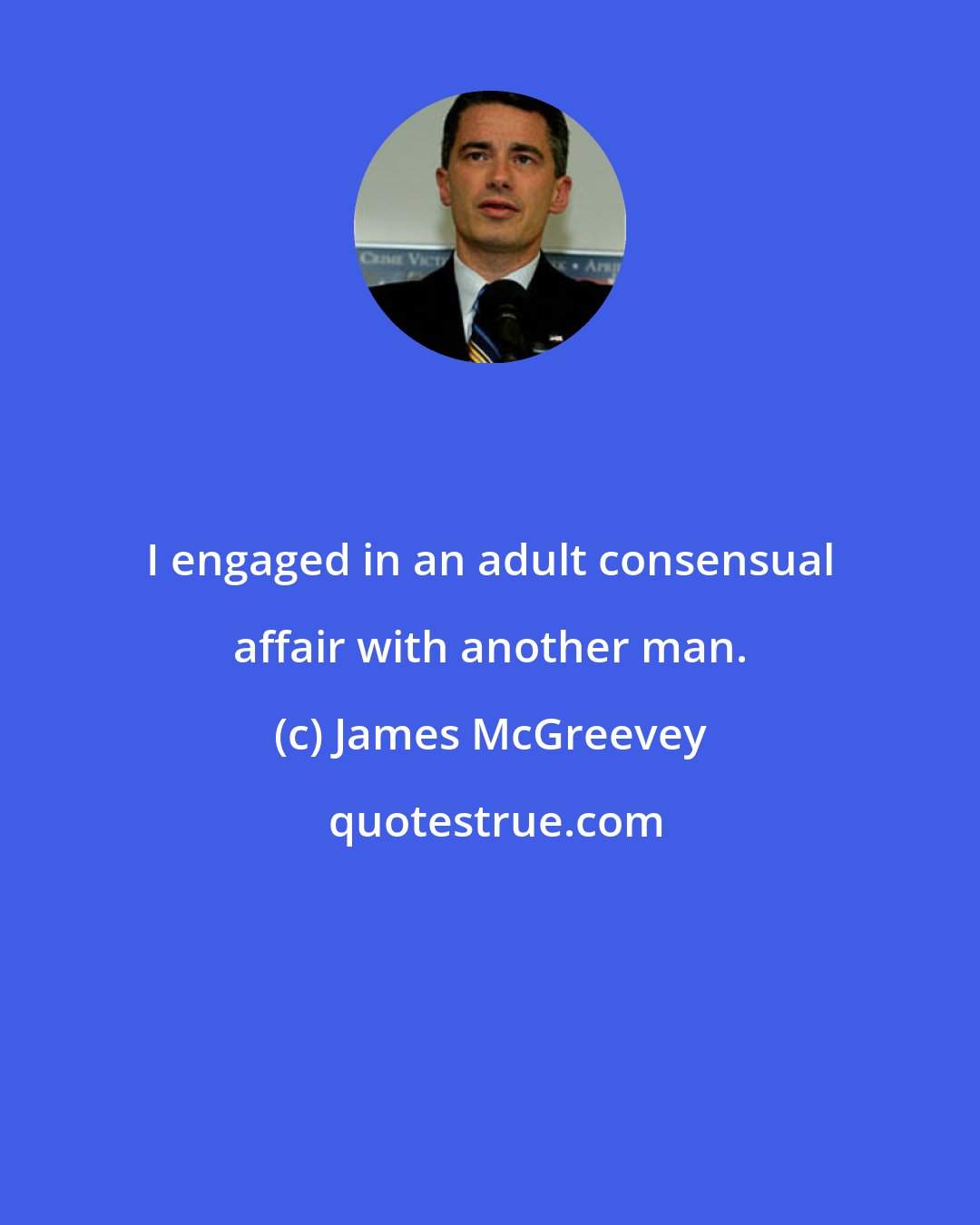 James McGreevey: I engaged in an adult consensual affair with another man.