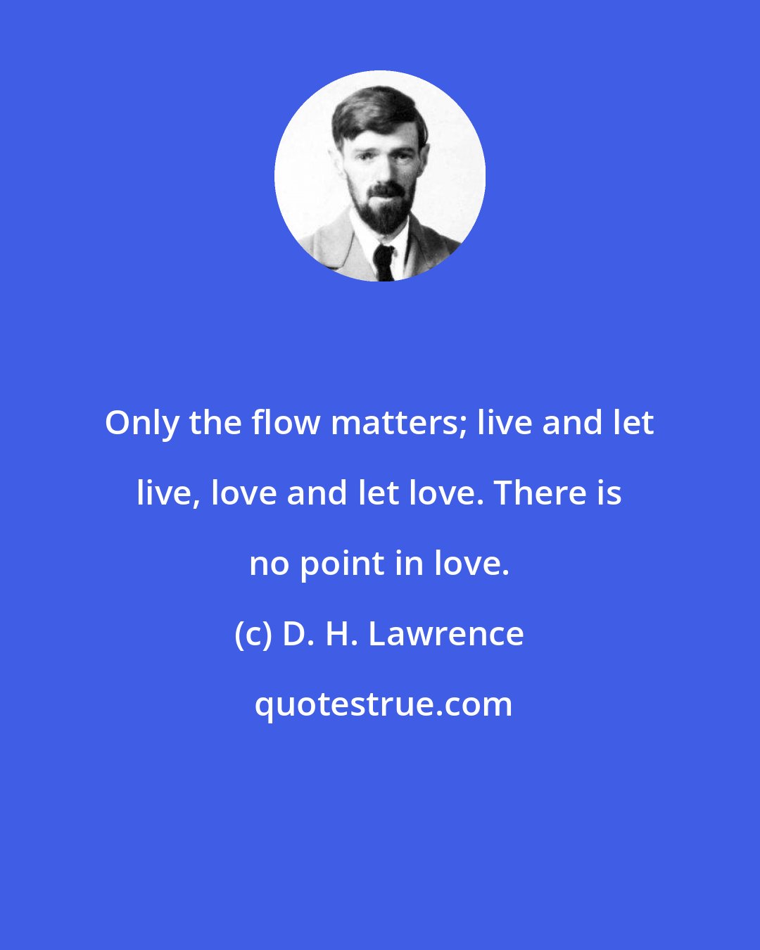 D. H. Lawrence: Only the flow matters; live and let live, love and let love. There is no point in love.