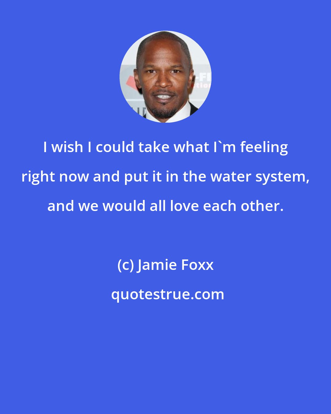 Jamie Foxx: I wish I could take what I'm feeling right now and put it in the water system, and we would all love each other.