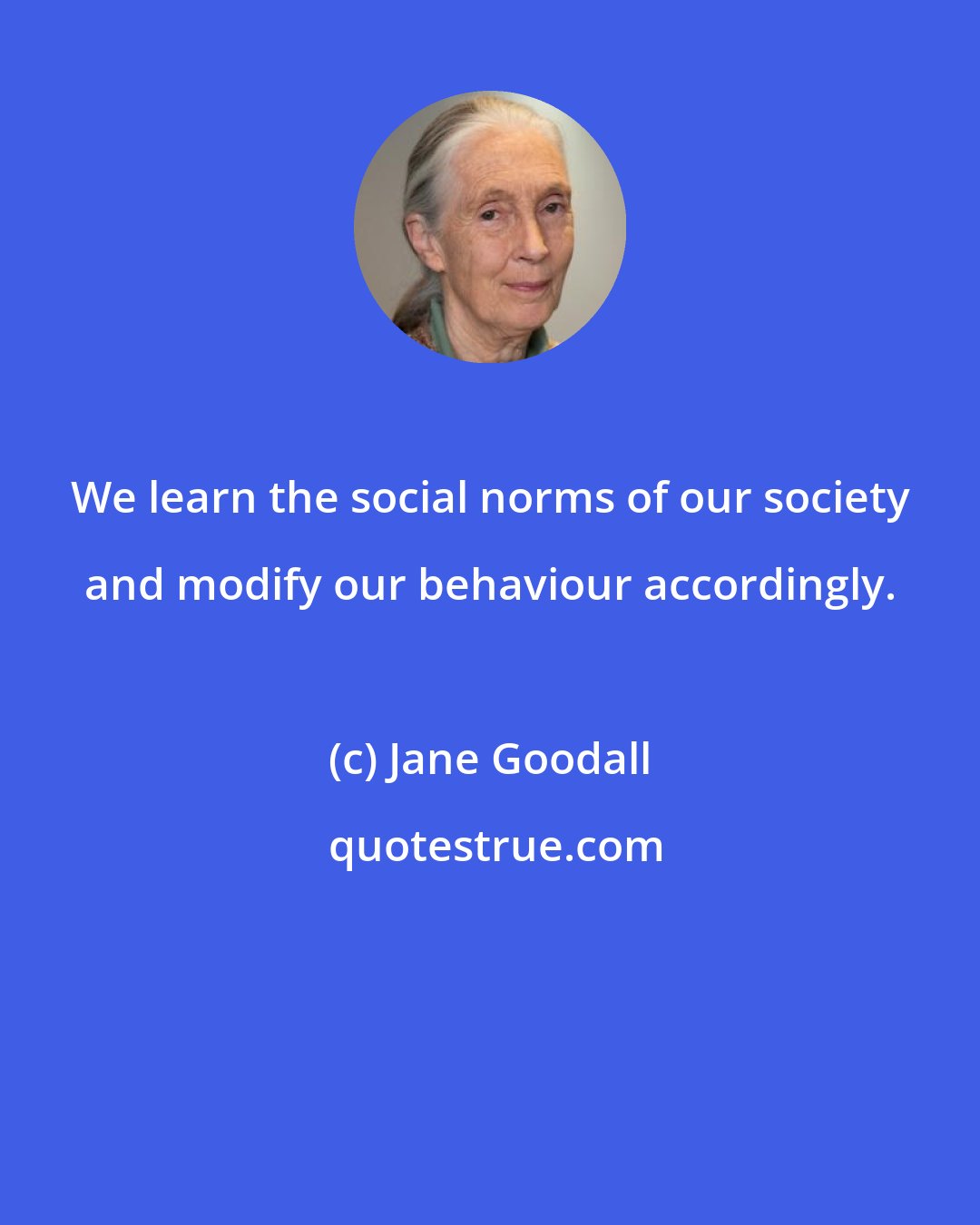 Jane Goodall: We learn the social norms of our society and modify our behaviour accordingly.