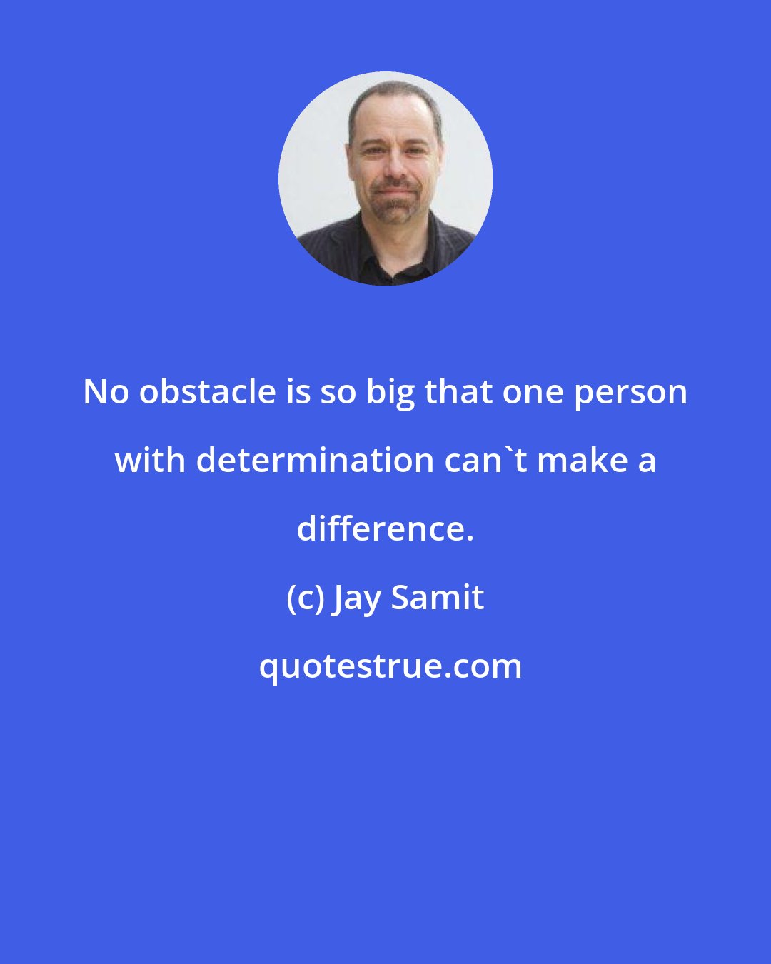 Jay Samit: No obstacle is so big that one person with determination can't make a difference.