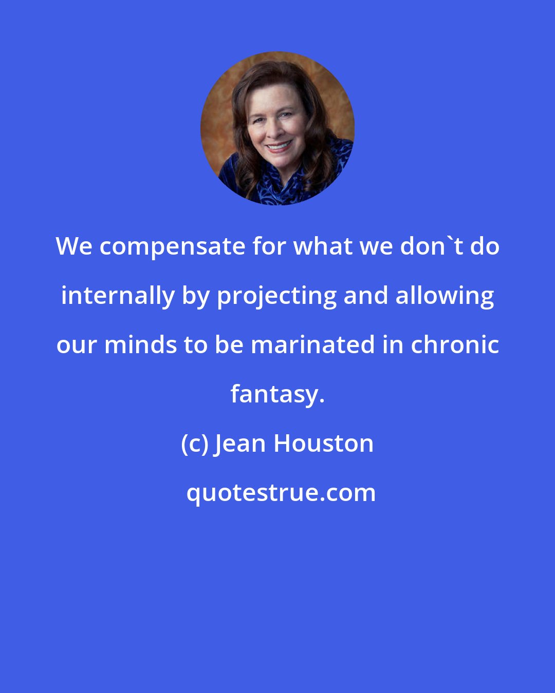 Jean Houston: We compensate for what we don't do internally by projecting and allowing our minds to be marinated in chronic fantasy.