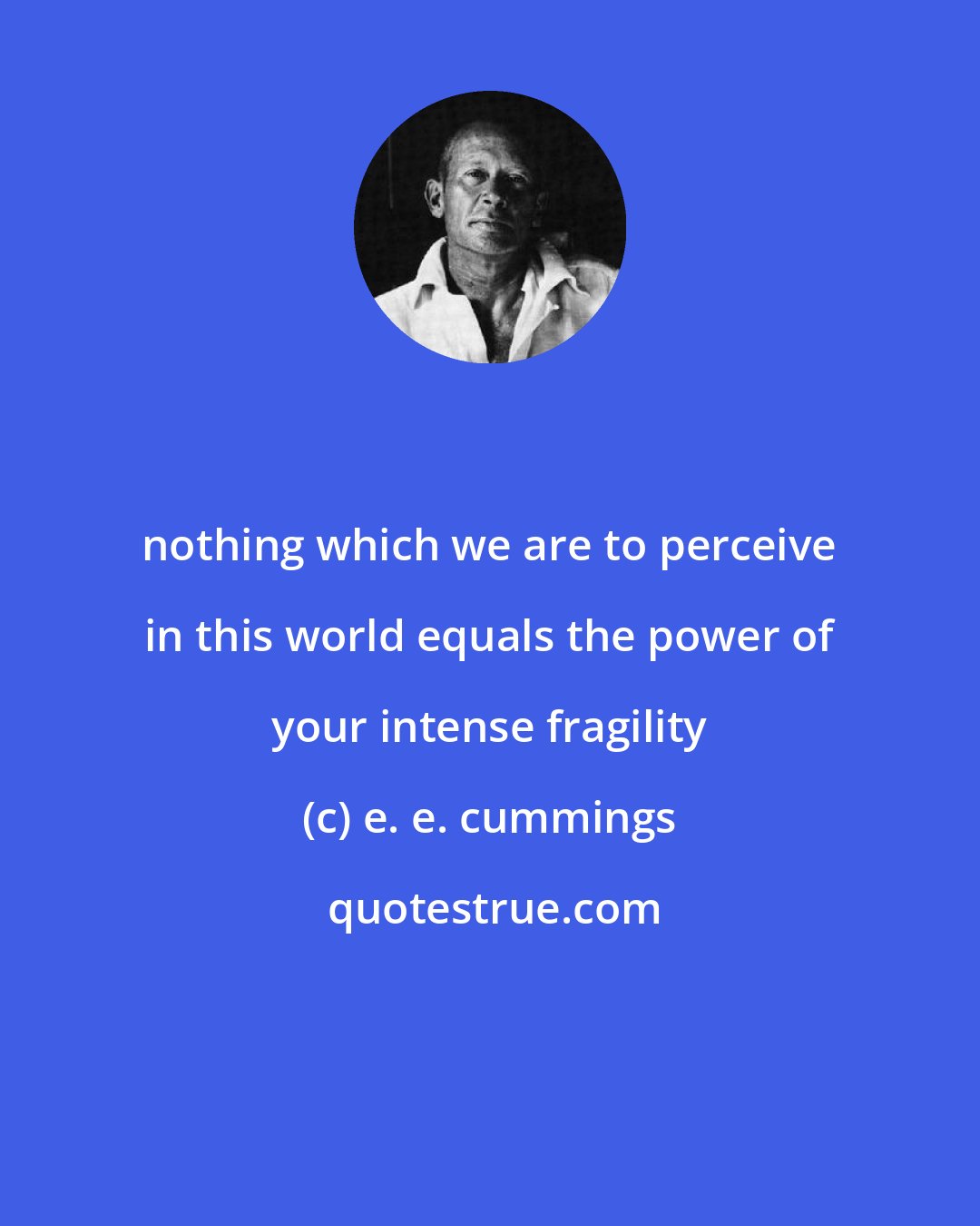 e. e. cummings: nothing which we are to perceive in this world equals the power of your intense fragility