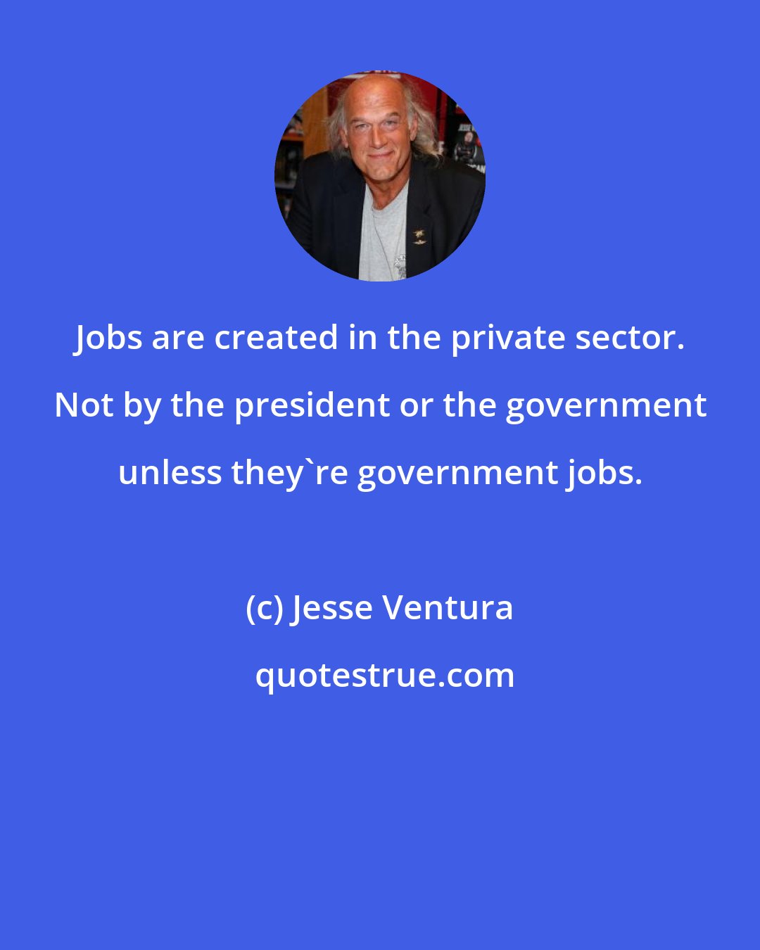 Jesse Ventura: Jobs are created in the private sector. Not by the president or the government unless they're government jobs.