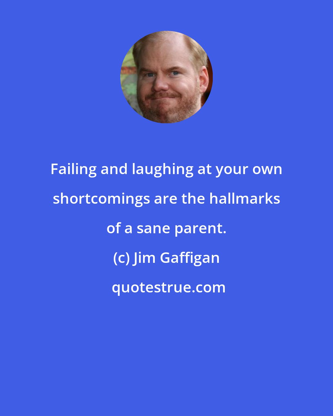 Jim Gaffigan: Failing and laughing at your own shortcomings are the hallmarks of a sane parent.