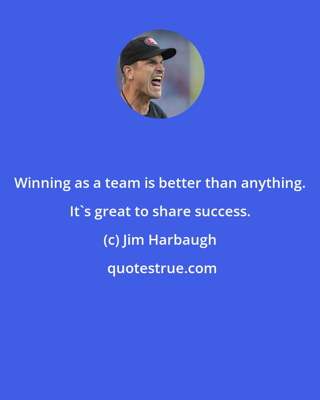 Jim Harbaugh: Winning as a team is better than anything. It's great to share success.