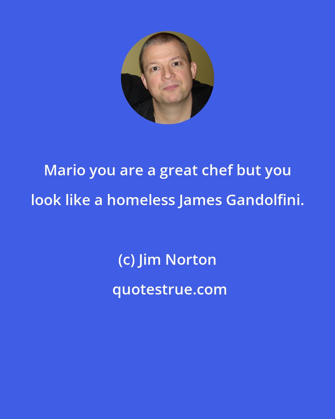 Jim Norton: Mario you are a great chef but you look like a homeless James Gandolfini.
