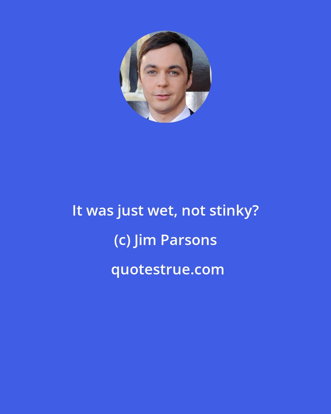 Jim Parsons: It was just wet, not stinky?