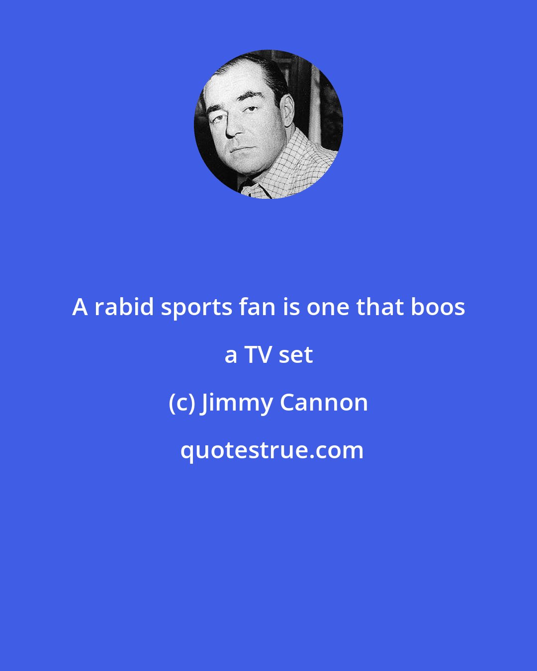 Jimmy Cannon: A rabid sports fan is one that boos a TV set