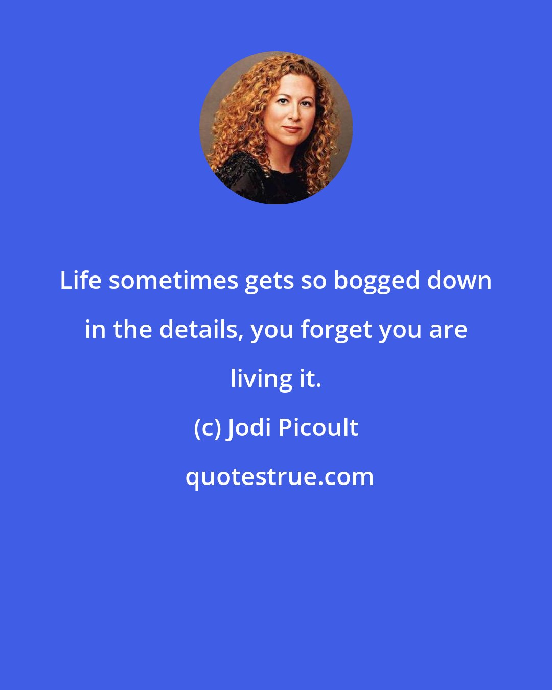 Jodi Picoult: Life sometimes gets so bogged down in the details, you forget you are living it.