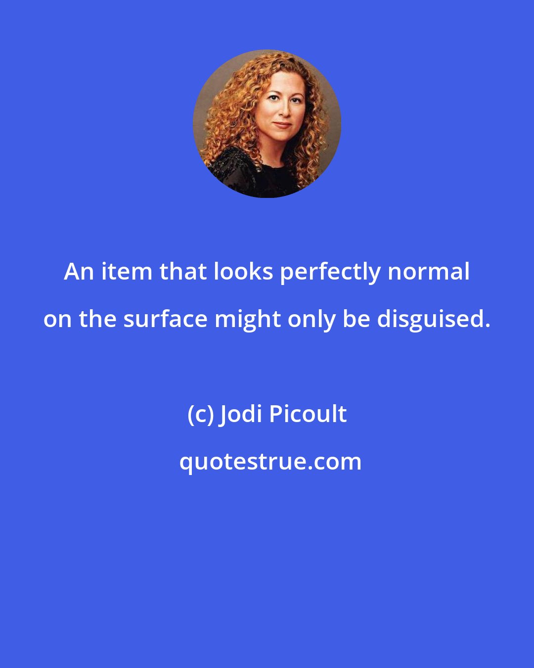 Jodi Picoult: An item that looks perfectly normal on the surface might only be disguised.