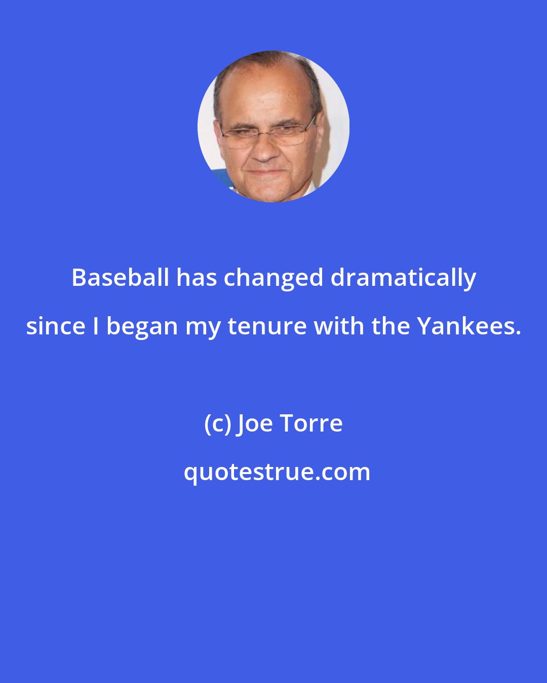 Joe Torre: Baseball has changed dramatically since I began my tenure with the Yankees.