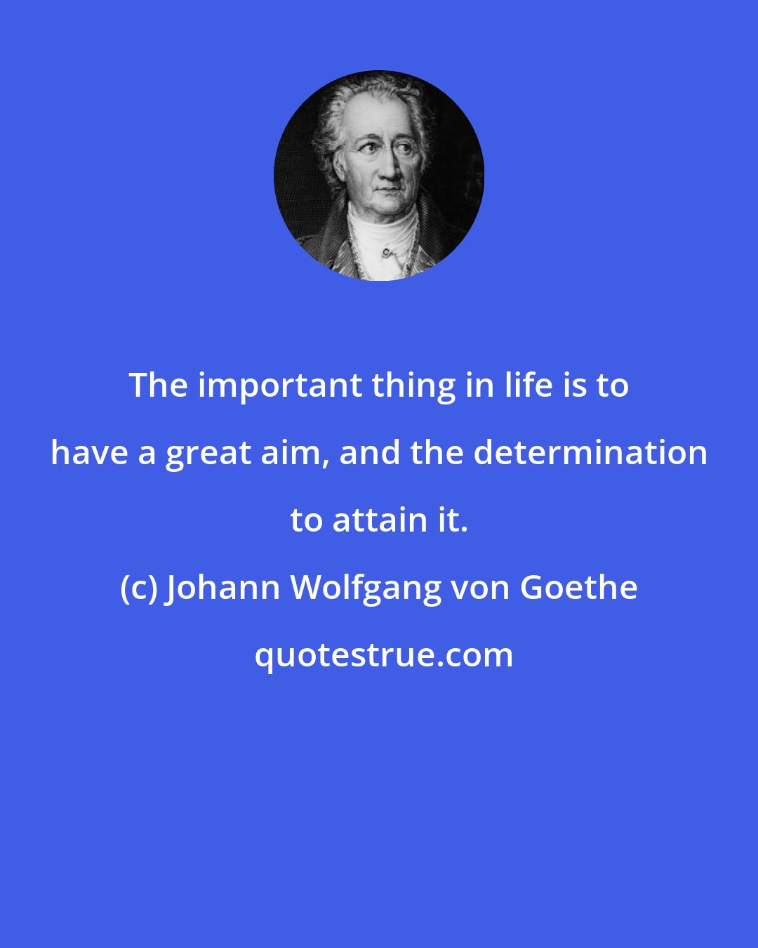 Johann Wolfgang von Goethe: The important thing in life is to have a great aim, and the determination to attain it.