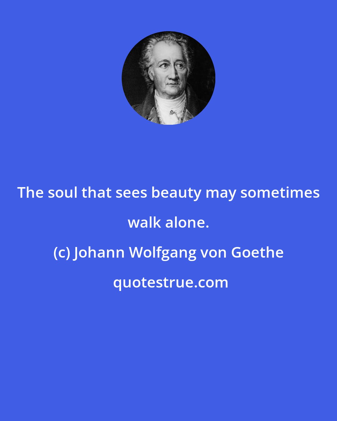 Johann Wolfgang von Goethe: The soul that sees beauty may sometimes walk alone.