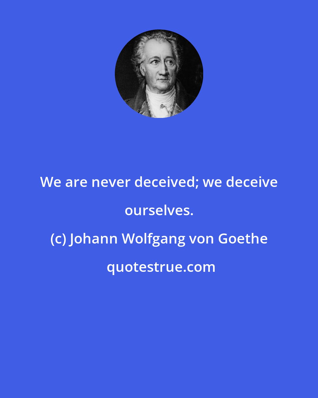 Johann Wolfgang von Goethe: We are never deceived; we deceive ourselves.