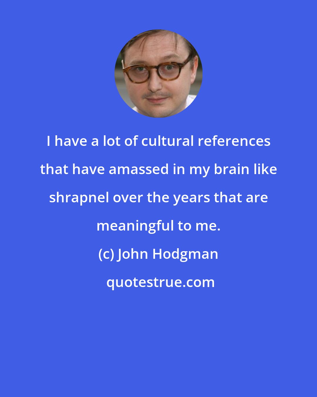 John Hodgman: I have a lot of cultural references that have amassed in my brain like shrapnel over the years that are meaningful to me.