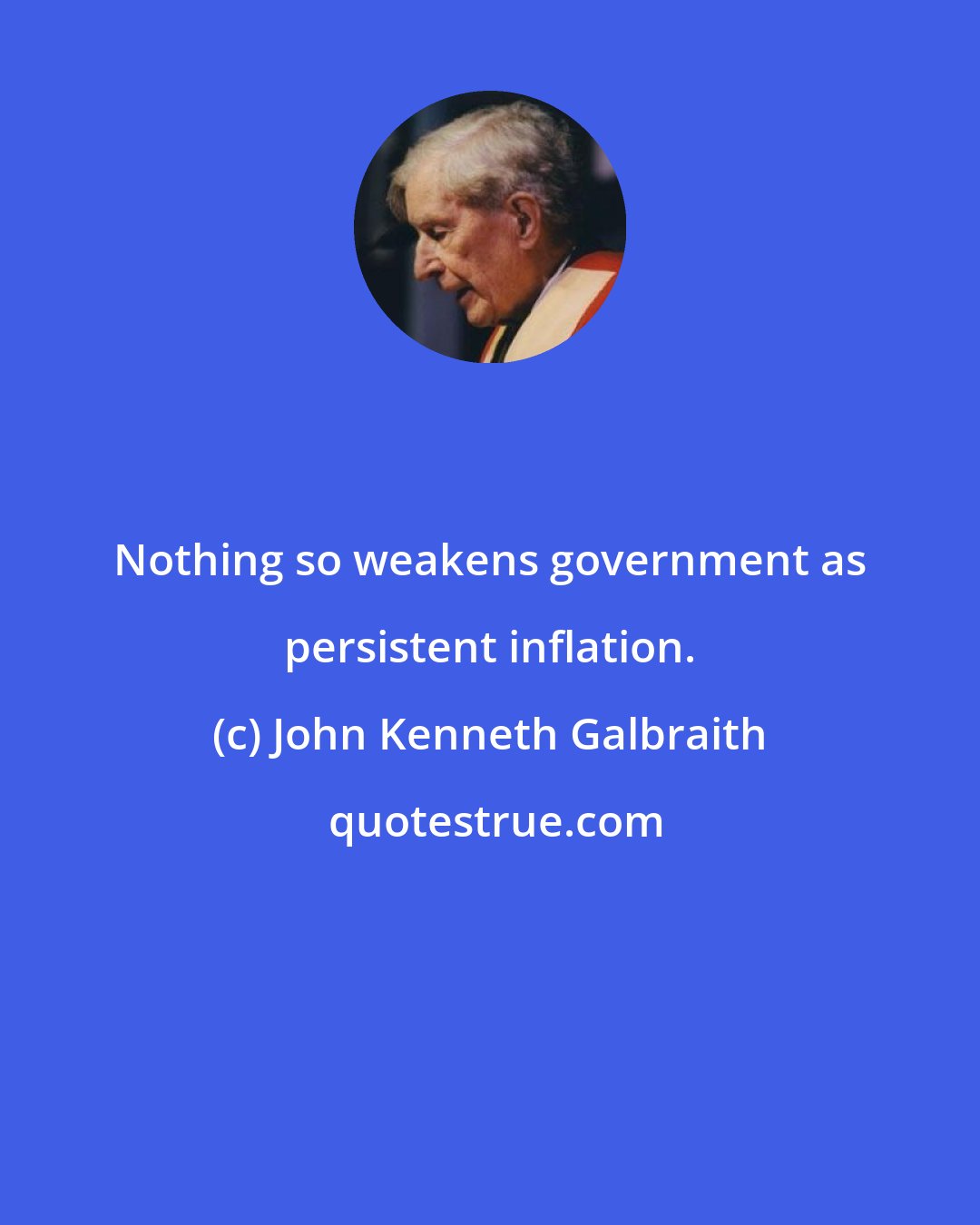 John Kenneth Galbraith: Nothing so weakens government as persistent inflation.