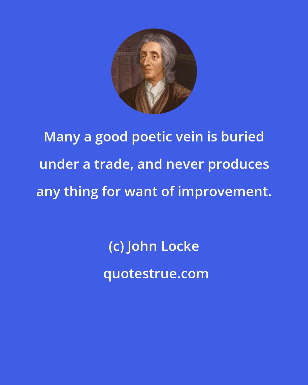 John Locke: Many a good poetic vein is buried under a trade, and never produces any thing for want of improvement.