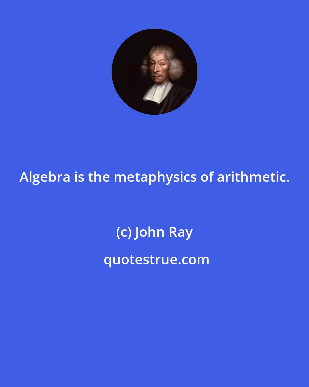 John Ray: Algebra is the metaphysics of arithmetic.