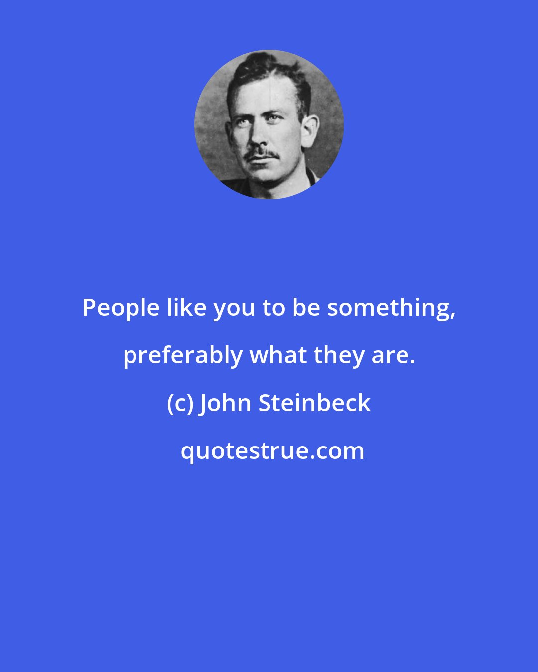 John Steinbeck: People like you to be something, preferably what they are.