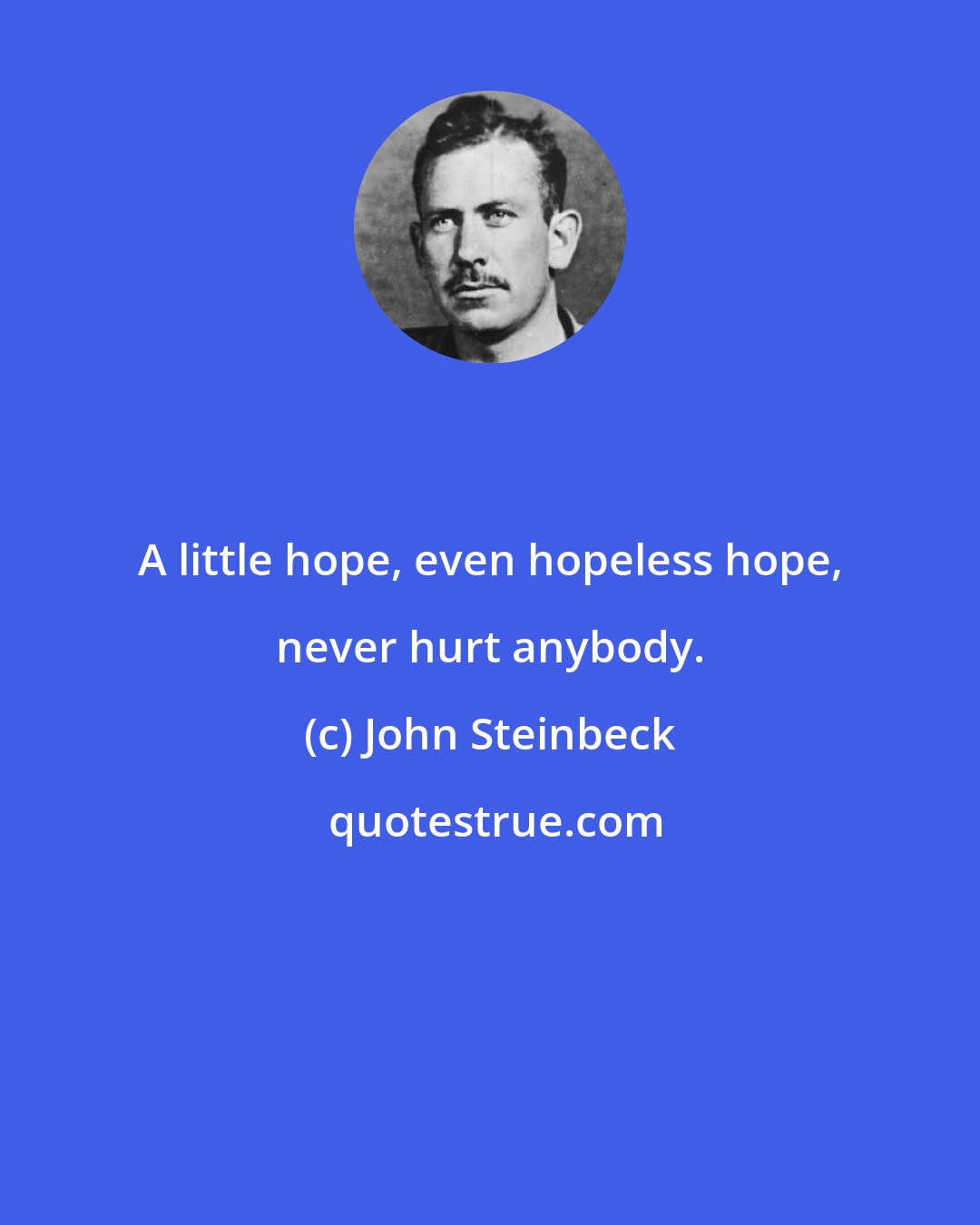 John Steinbeck: A little hope, even hopeless hope, never hurt anybody.