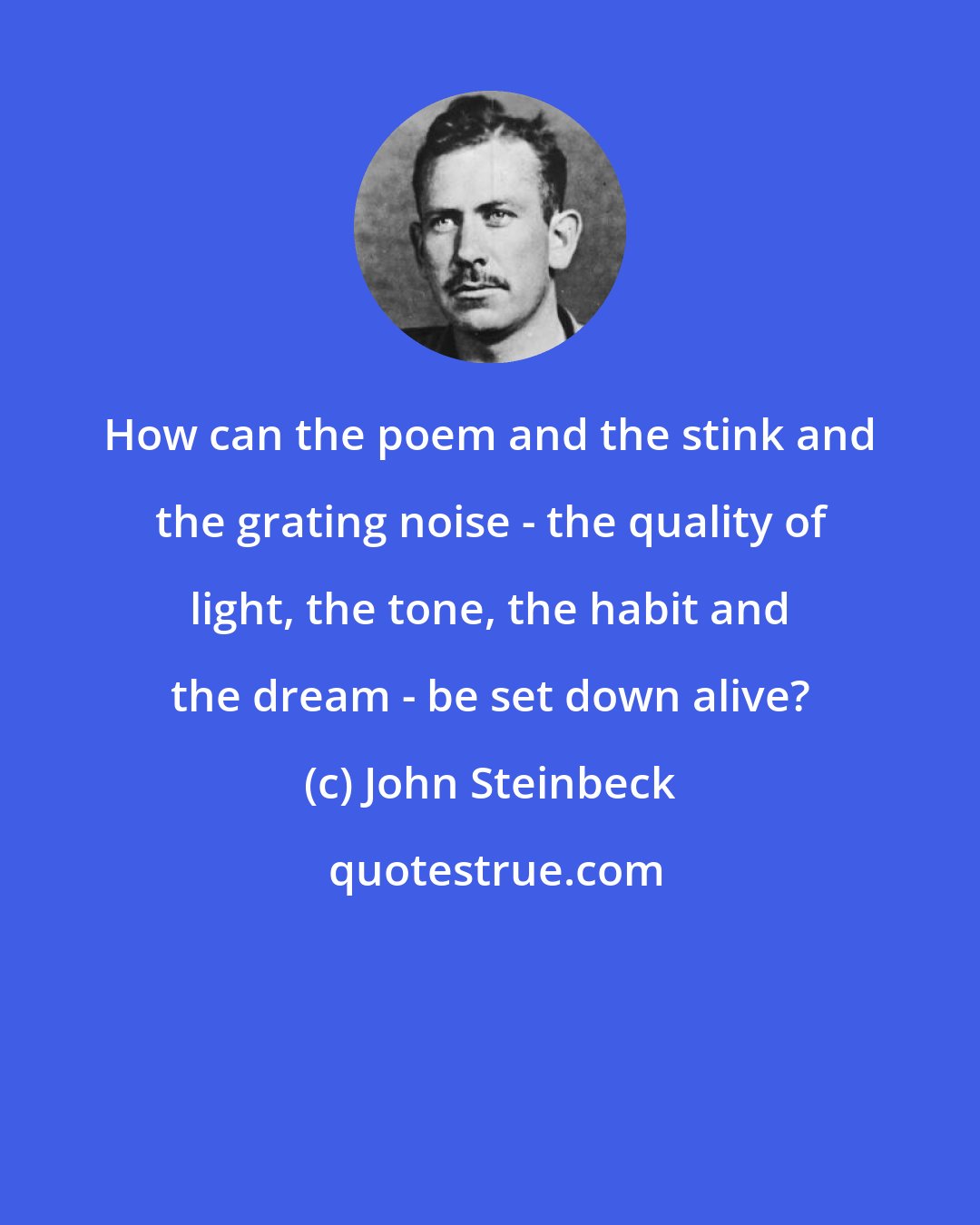 John Steinbeck: How can the poem and the stink and the grating noise - the quality of light, the tone, the habit and the dream - be set down alive?