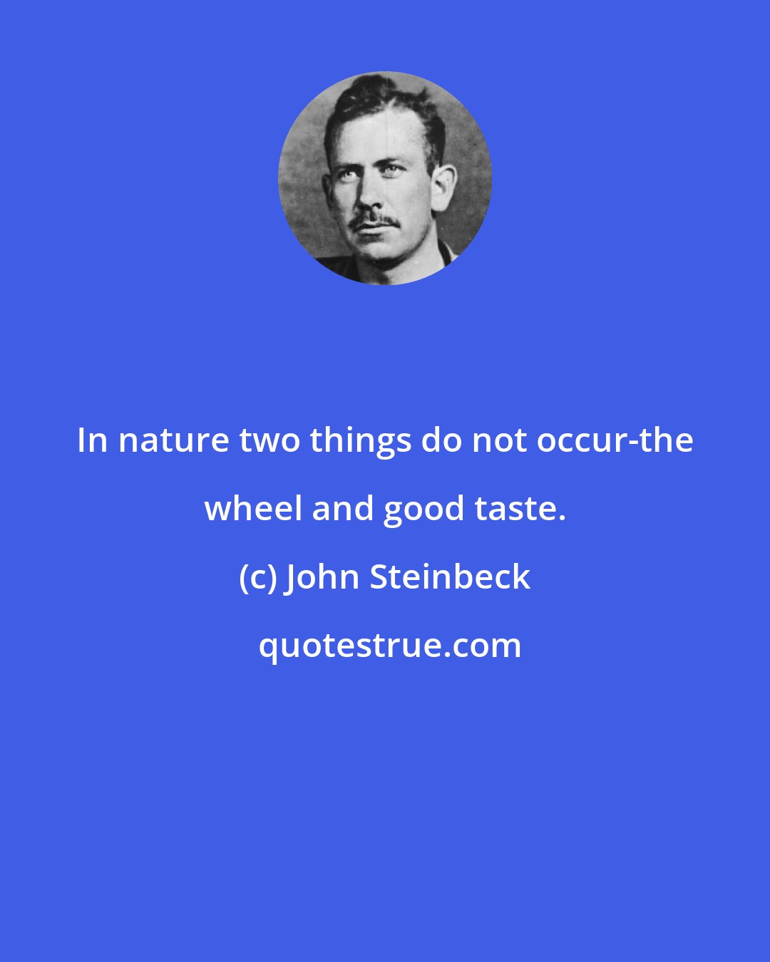 John Steinbeck: In nature two things do not occur-the wheel and good taste.