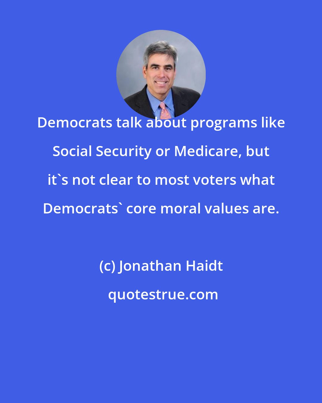 Jonathan Haidt: Democrats talk about programs like Social Security or Medicare, but it's not clear to most voters what Democrats' core moral values are.