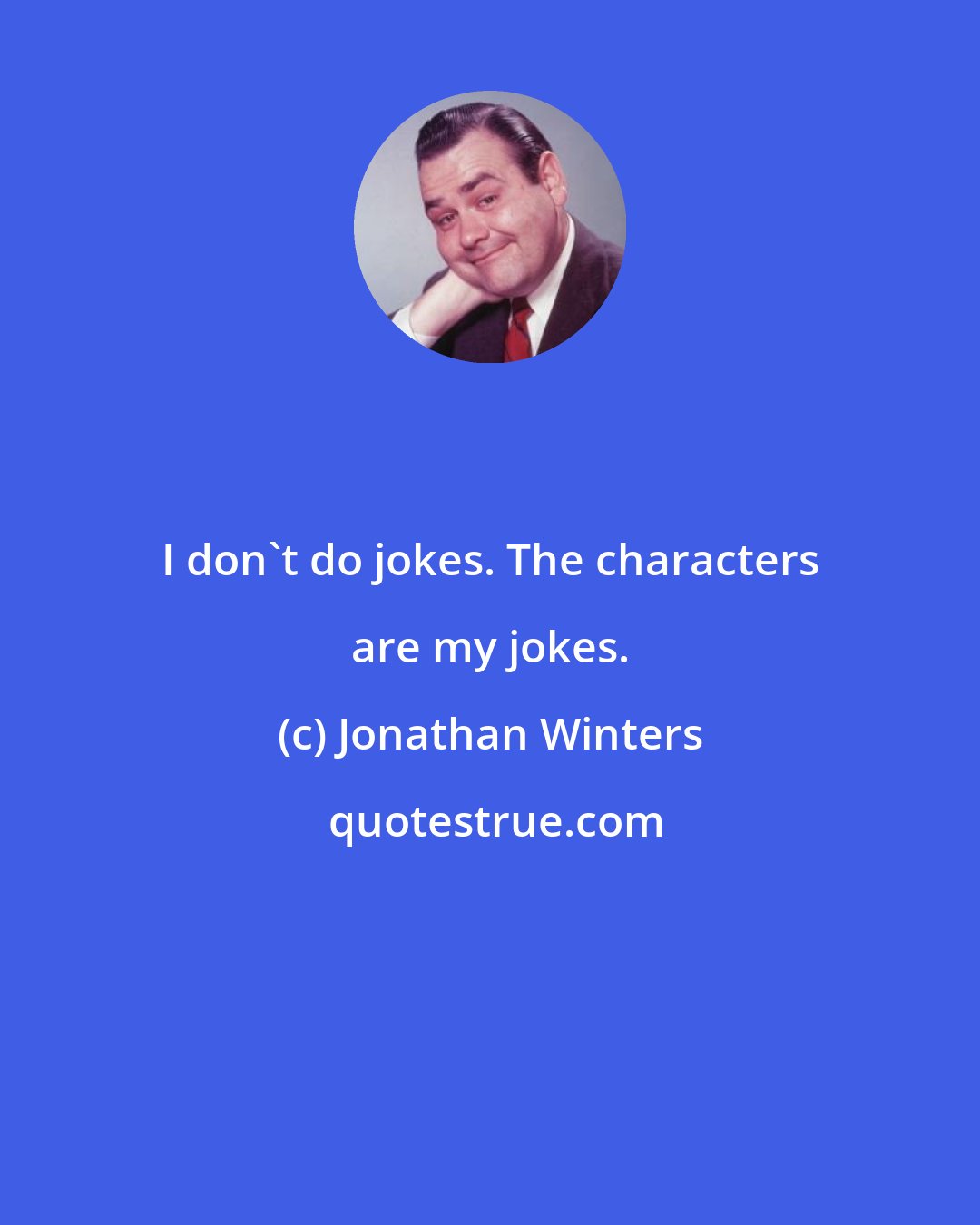 Jonathan Winters: I don't do jokes. The characters are my jokes.