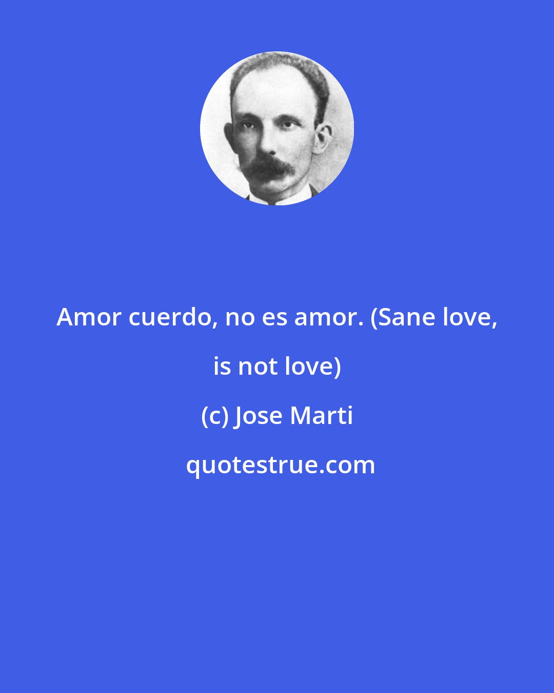 Jose Marti: Amor cuerdo, no es amor. (Sane love, is not love)